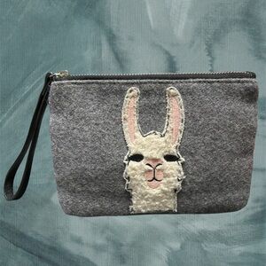 Old Navy llama Gray Felt Wristlet